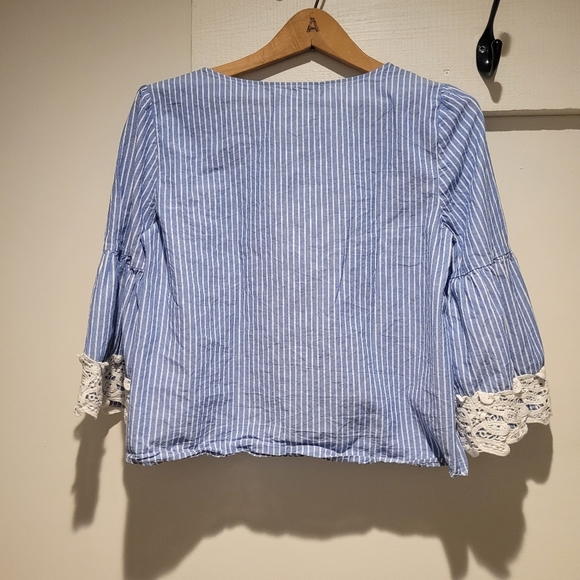 Zara Striped Blue & White Blouse - Picture 5 of 7